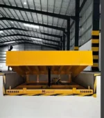 12-ton hydraulic dock leveller ready for vehicle loading at warehouse