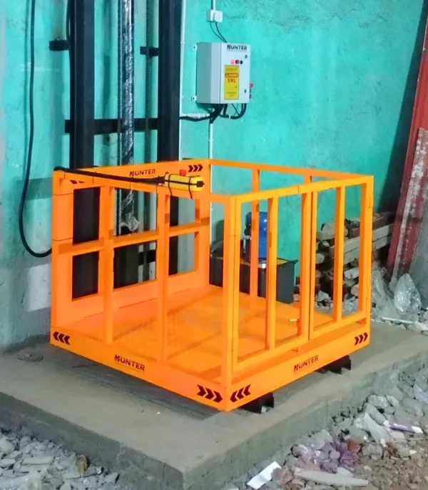 Single Mast Goods Lift Installed at Warehouse - Front View